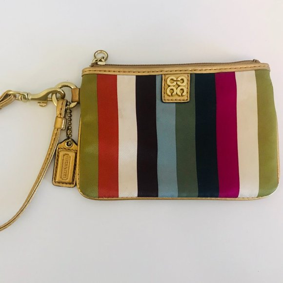 Coach Julia Legacy Striped Signature Wristlet - Picture 1 of 3
